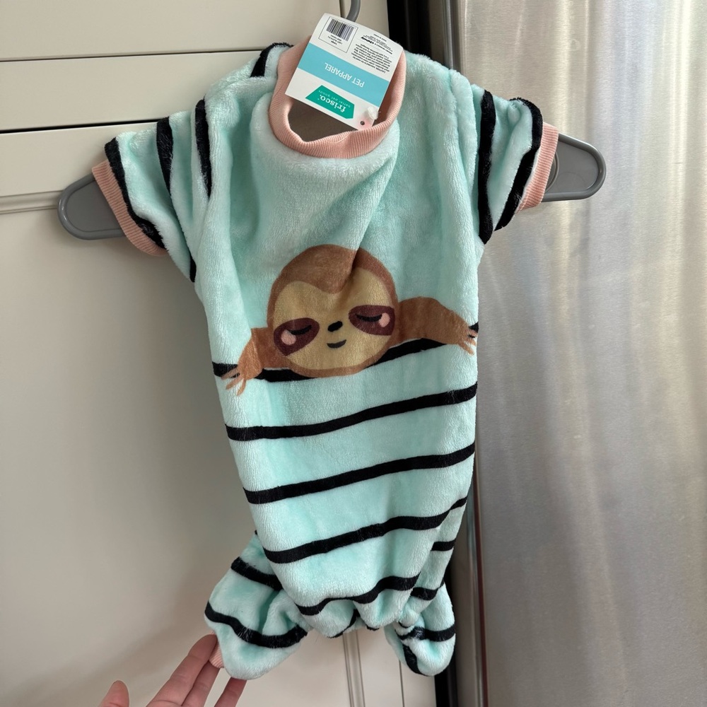 NWT! Super soft,striped Sloth Pet Onesie. Smokefree home! For a cat or small dog